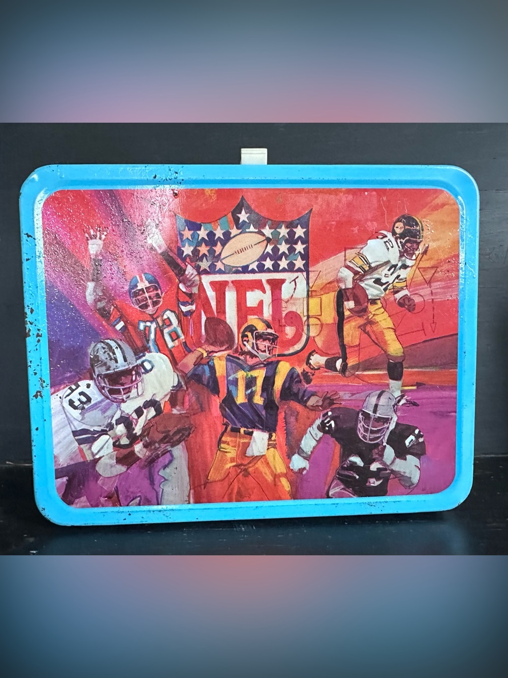 1978 NFL lunchbox with thermos.